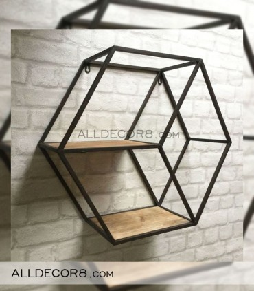 قفسه چوبی فلزی مدل شش ضلعی