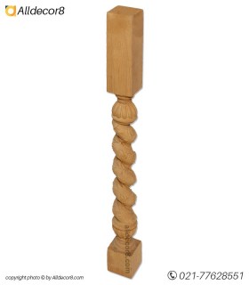 پایه نرده منبت مدل پیچ انگور چوب راش